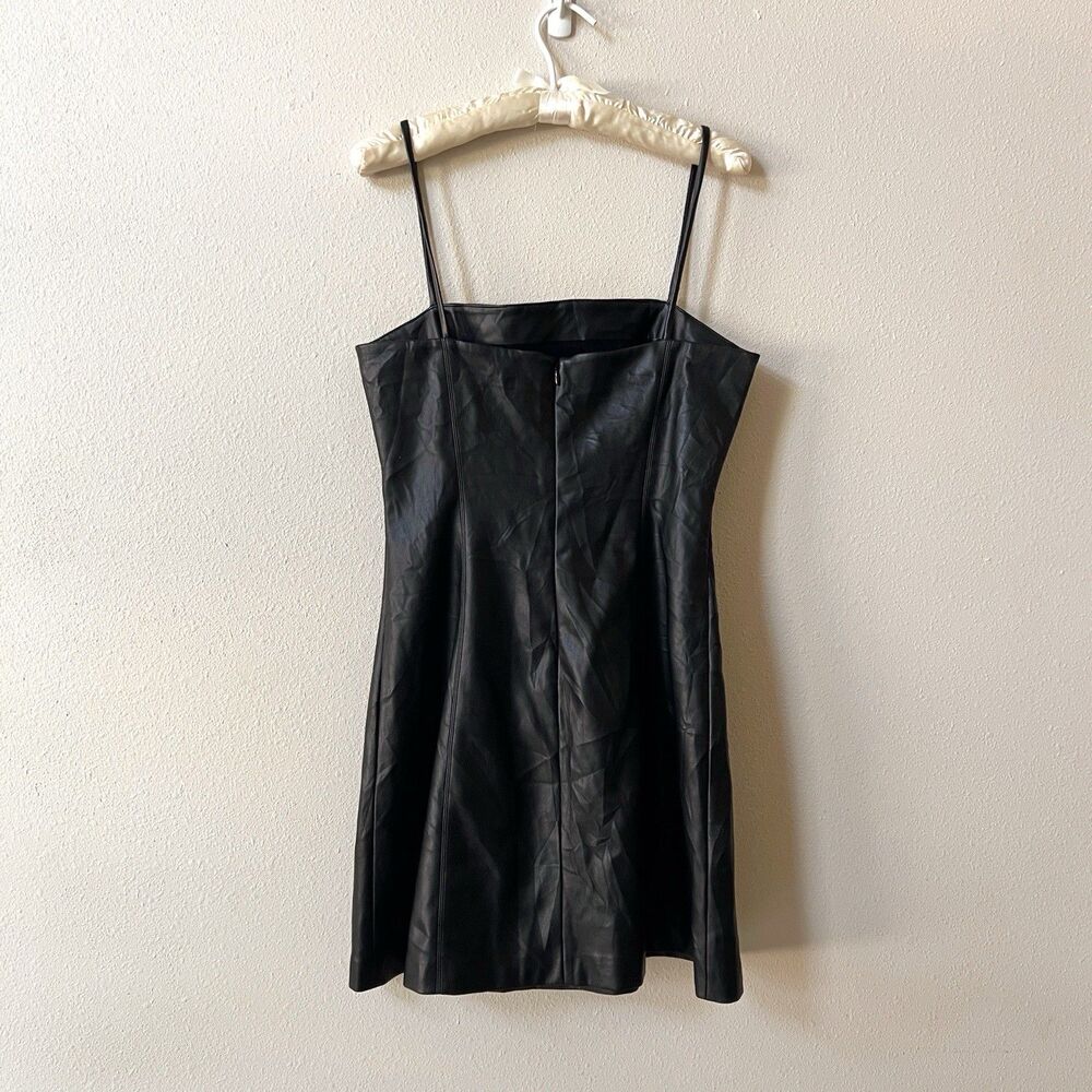 Susana Monaco Faux Leather Mini Dress Medium Spaghetti Strap Sexy Sleeveless USA - Picture 3 of 3